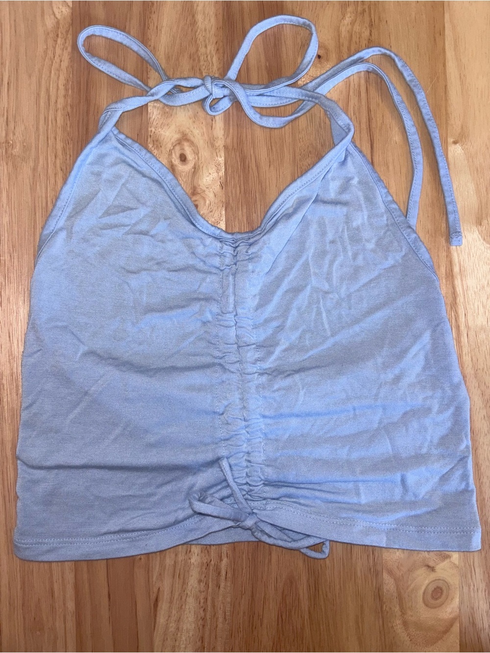 Woman’s Light Blue Ruched Halter Top - Women, Size S